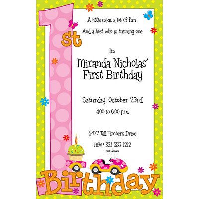 Invite Samples on 1st Birthday Girl Fun Invitation   Lovemealways Com
