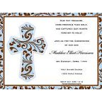 Blue Filigree Cross Invitation