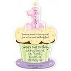 First Birthday Cupcake Party Invitations