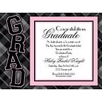 Grad Plaid Pink Invitation