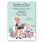 Kissing Couple Blonde Blank Invitations