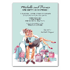 Kissing Couple Brunette Blank Invitation