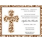 Taupe Filigree Cross Invitation