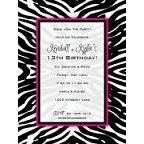 Zany Zebra Blank Invitation